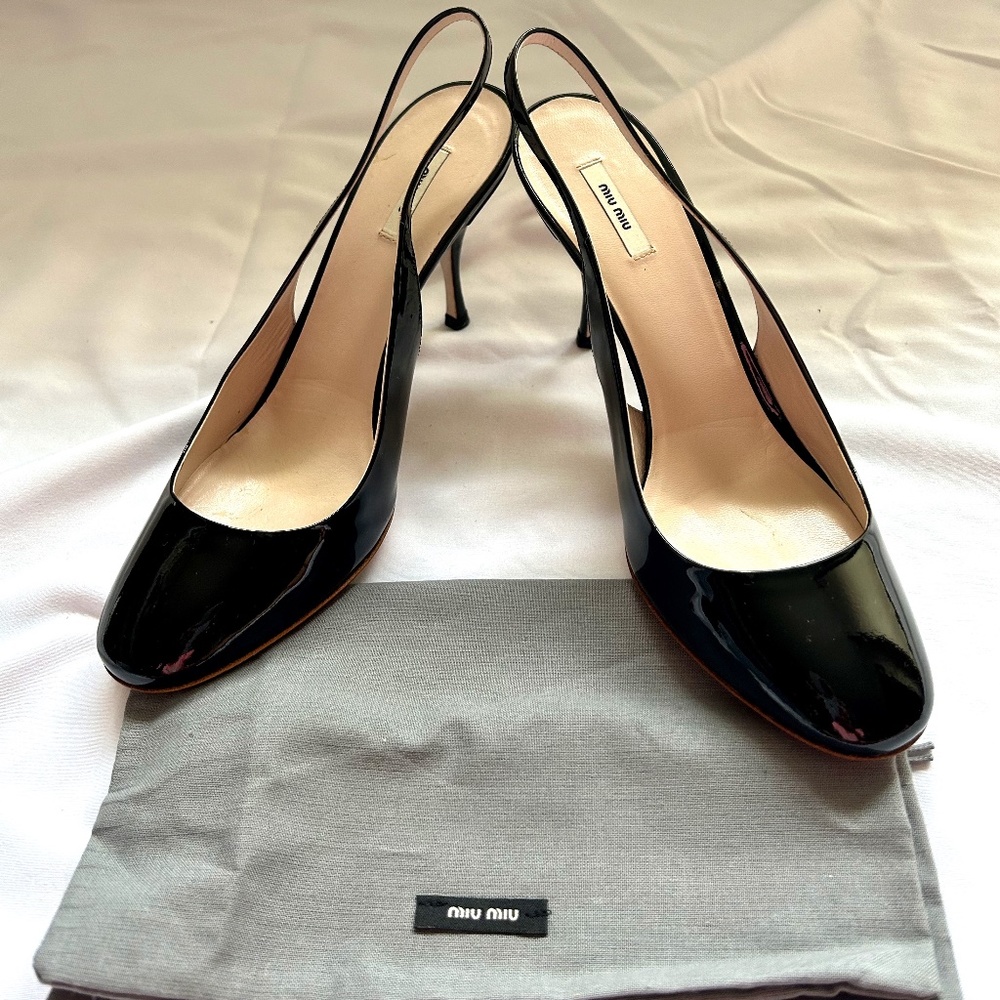 Miu Miu Patent Leather Sling Backs